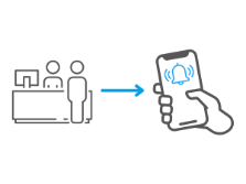 来場通知機能で受付からスムーズなアテンドを実現